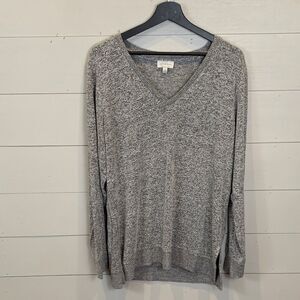 Lucky Brand Gray V-Neck Sweatshirt lightweight comfy size large
